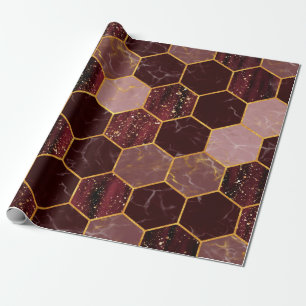 Marmor-Sechseck nahtlose Textur mit Gold Geschenkpapier