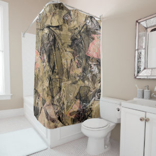 Marmor Swirl Abstrakte Gold Rose Rosa Schwarz Mode Duschvorhang