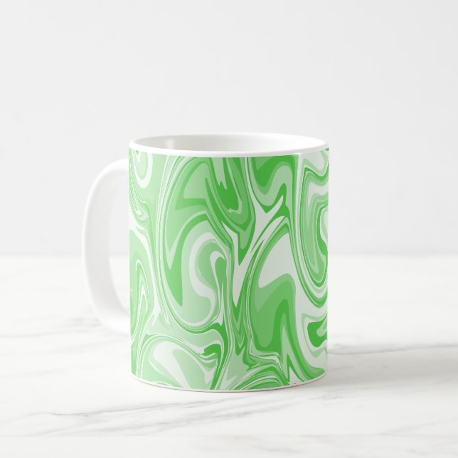 Marmor Swirl Textur - Grüne Töne Kaffeetasse (Vorderseite Links)
