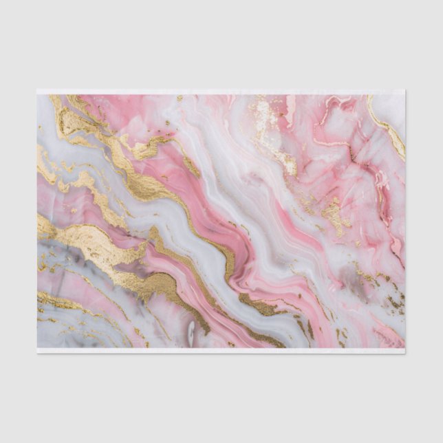 Marmor Textur Rosa und Gold Glitzy Decoupage Seidenpapier (Vorderseite)