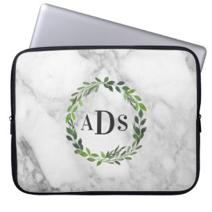 Marmor- und Aquarellfolienmonogramm Laptopschutzhülle
