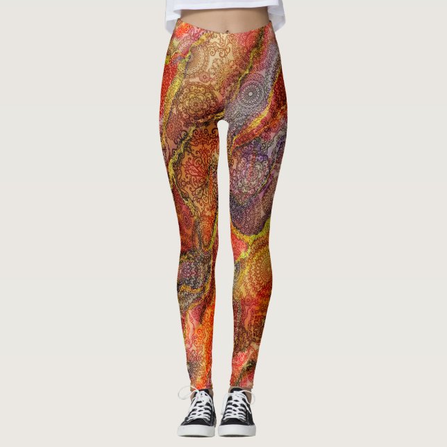 Marmor- und Designtexturen Leggings (Vorderseite)