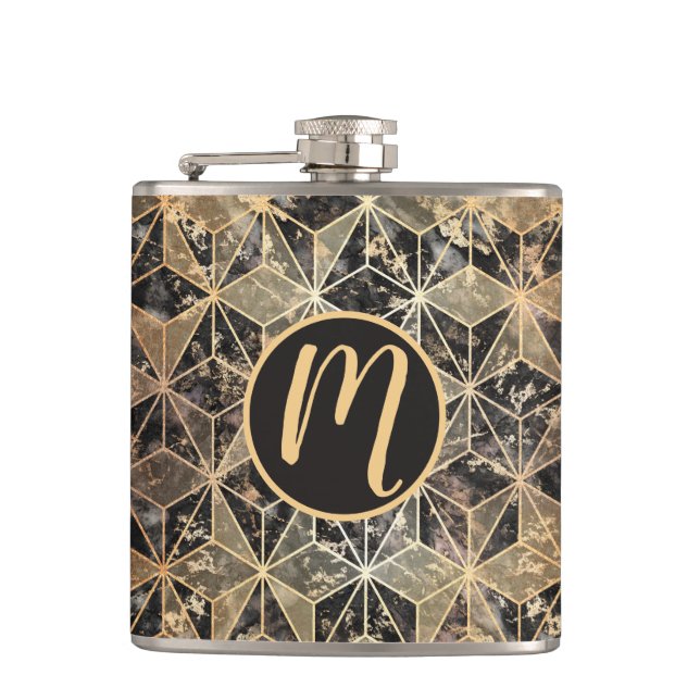 Marmor und geometrisches Muster Flachmann (Vorderseite)