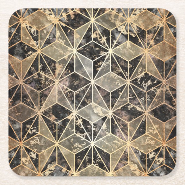 Marmor und geometrisches Muster Rechteckiger Pappuntersetzer (Vorderseite)