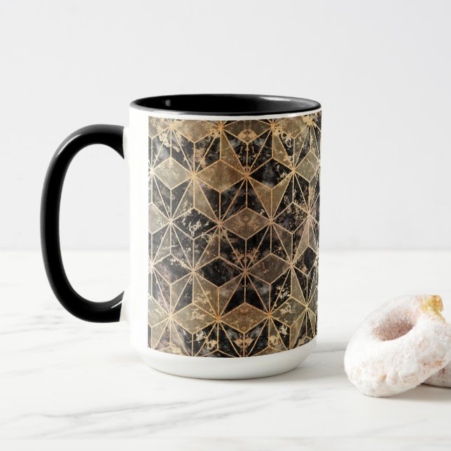 Marmor und geometrisches Muster Tasse (Mit Donut)