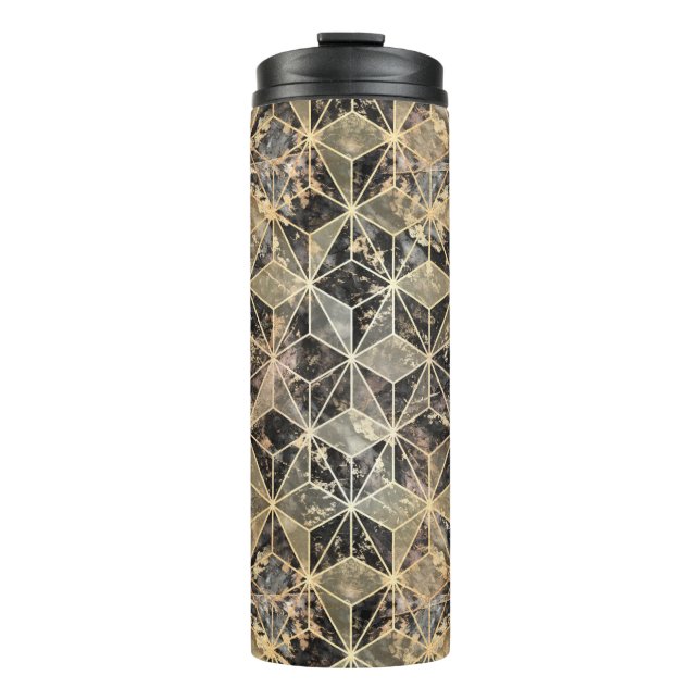 Marmor und geometrisches Muster Thermosbecher (Vorderseite)