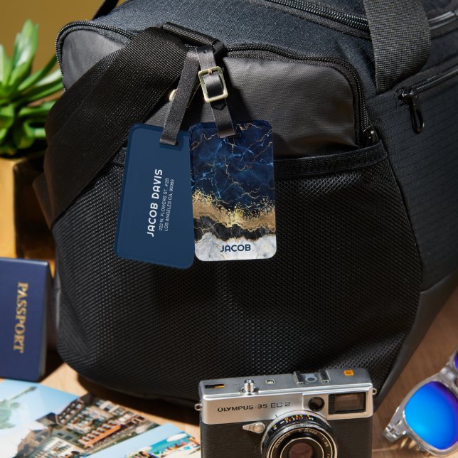 Marmor und Glitzer Gepäckanhänger (Vorderseite & Rückseite)