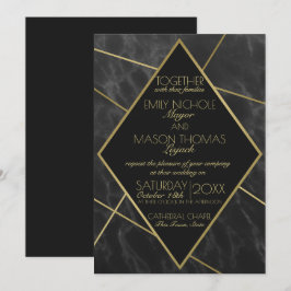 Marmor und Gold Art Deco Geometrisches Schiefer Ho Einladung