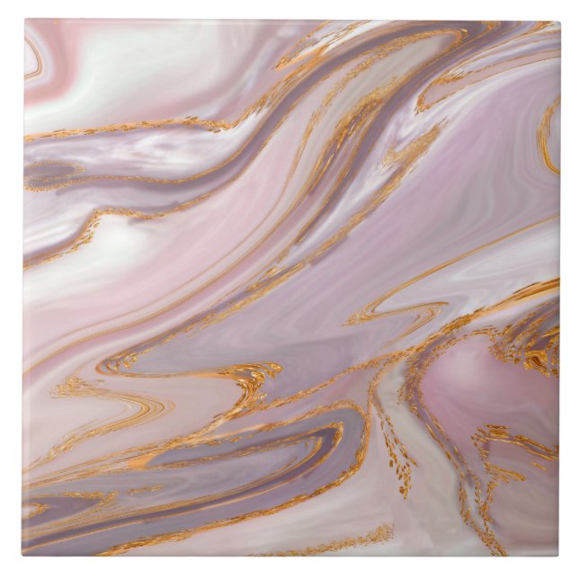 Marmor und Gold aus flüssiger Rose Fliese (Vorderseite)
