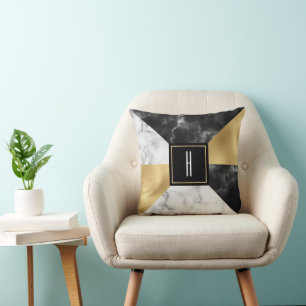 Marmor und Gold Moderne Mit Monogramm Kissen