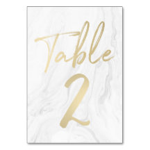 Marmor und Gold-Script | Tischnummer Card 2