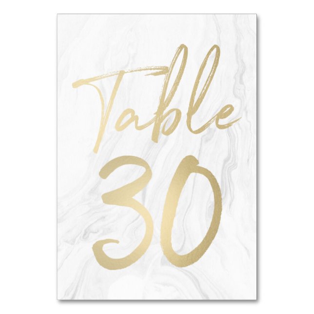 Marmor und Gold-Script | Tischnummer Card 30 (Vorderseite)
