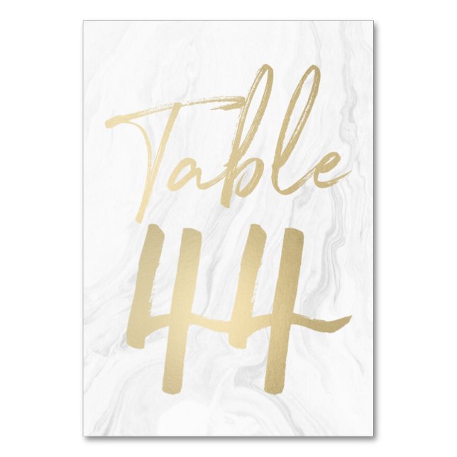 Marmor und Gold-Script | Tischnummer Card 44 (Vorderseite)
