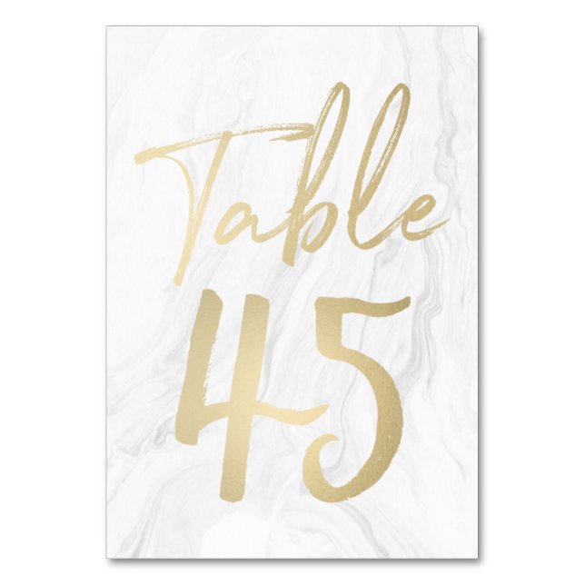 Marmor und Gold-Script | Tischnummer Card 45 (Vorderseite)
