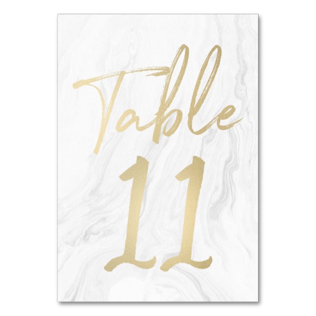 Marmor und Gold-Script | Tischnummer-Karte 11 Tischnummer (Vorderseite)