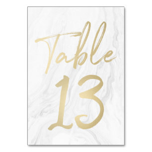 Marmor und Gold-Script Tischnummer-Karte 13 Tischnummer