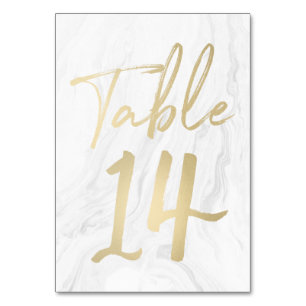 Marmor und Gold-Script Tischnummer-Karte 14 Tischnummer