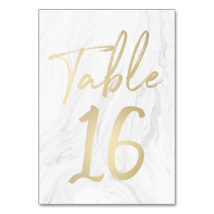Marmor und Gold-Script Tischnummer-Karte 16 Tischnummer