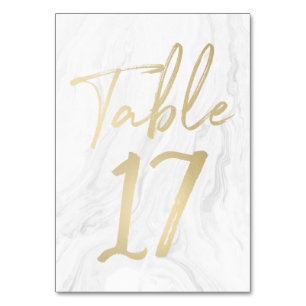 Marmor und Gold-Script Tischnummer-Karte 17 Tischnummer