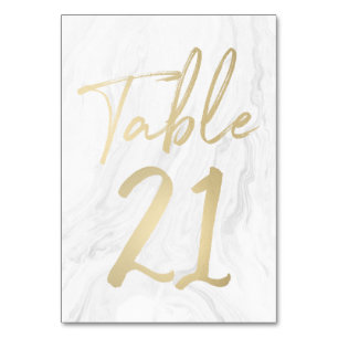 Marmor und Gold-Script Tischnummer-Karte 21 Tischnummer