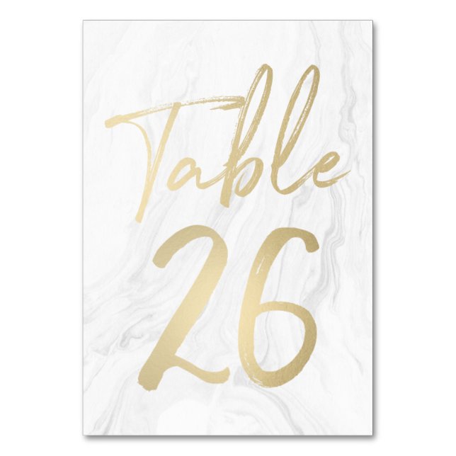 Marmor und Gold-Script | Tischnummer-Karte 26 Tischnummer (Vorderseite)