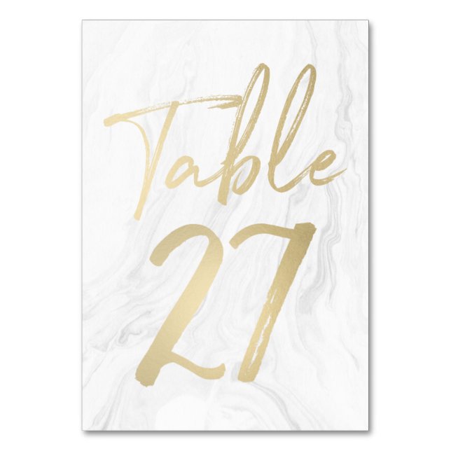 Marmor und Gold-Script | Tischnummer-Karte 27 Tischnummer (Vorderseite)