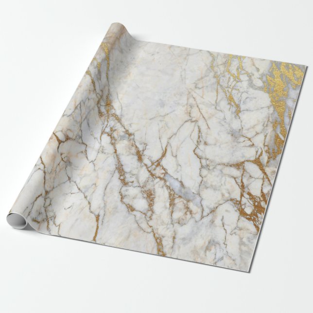 Marmor-und Goldgeschenk-Packpapier Geschenkpapier (Ungerollt)
