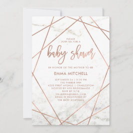 Marmor und Imitate Rose Gold Geometric Baby Dusche Einladung