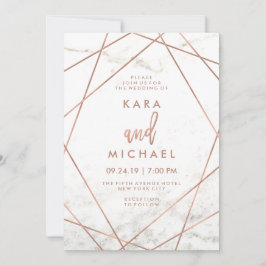 Marmor und Imitate Rose Goldene geometrische Hochz Einladung