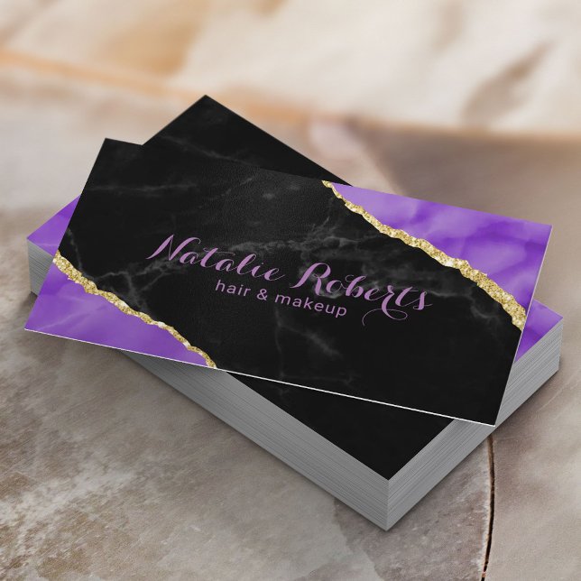 Marmor und Lila Agate Makeup Artist Friseur Salon Visitenkarte (Von Creator hochgeladen)