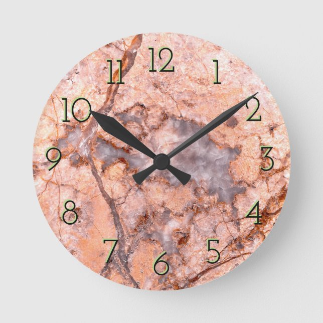 Marmor und Quarz Runde Wanduhr (Vorderseite)
