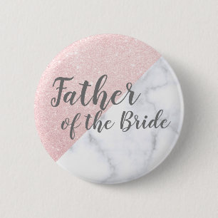 Marmor und Rose Gold Glitzer Vater der Braut Button