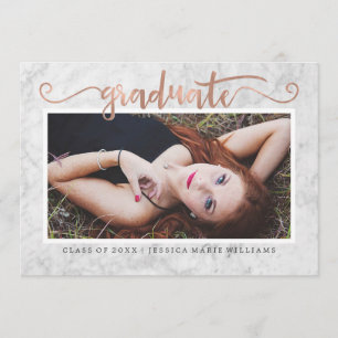 Marmor und Rose Gold Graduation Einladungen