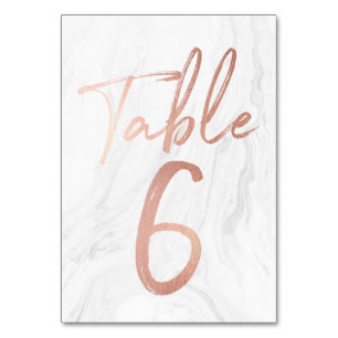 Marmor und Rose Gold Script TISCHNUMMER 6