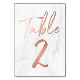 Marmor und Rose Gold Script | Tischnummer Card 2