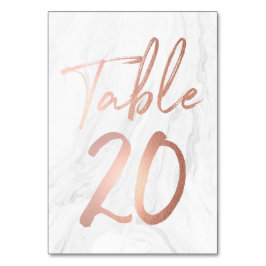 Marmor und Rose Gold Script | Tischnummer Card 20