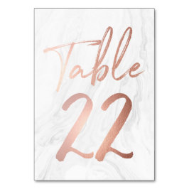 Marmor und Rose Gold Script | Tischnummer Card 22