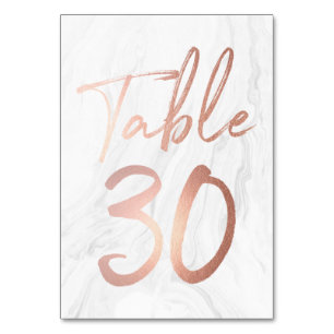 Marmor und Rose Gold Script Tischnummer Card 30