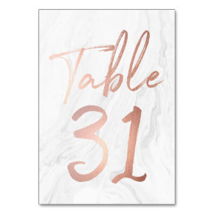 Marmor und Rose Gold Script Tischnummer Card 31