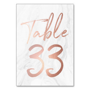 Marmor und Rose Gold Script Tischnummer Card 33