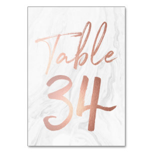 Marmor und Rose Gold Script Tischnummer Card 34