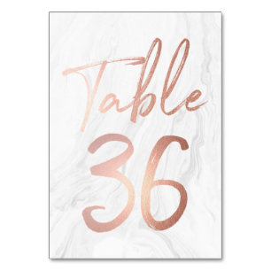 Marmor und Rose Gold Script Tischnummer Card 36