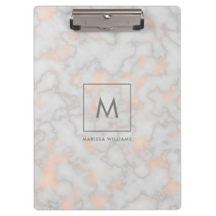 Marmor und Rose Gold Textur Monogramm Klemmbrett