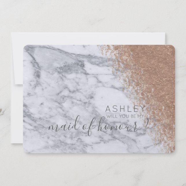 Marmor und Rose Gold werden Sie meine Trauzeugin s Einladung (Vorderseite)