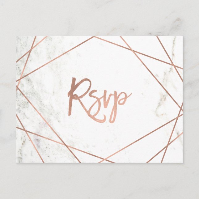 Marmor und Rose Goldene geometrische UAWG Einladungspostkarte (Vorderseite)
