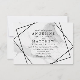Marmor und Schwarz-Weiß-Geometrie-Hochzeitsempfang Einladung