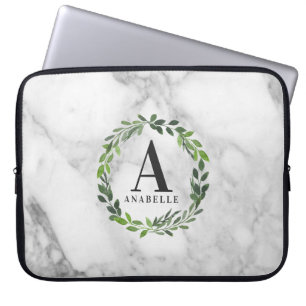 Marmor- und Watercolorlaub personalisiert Laptopschutzhülle