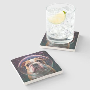 Marmor-Untersetzer mit quadratischen Bulldoggen-Bi Steinuntersetzer