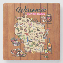 Marmor Untersetzer - Wisconsin Supper Club Karte