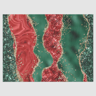 Marmor-Weihnachten Rot, Grün und Gold Glitter Acha Seidenpapier